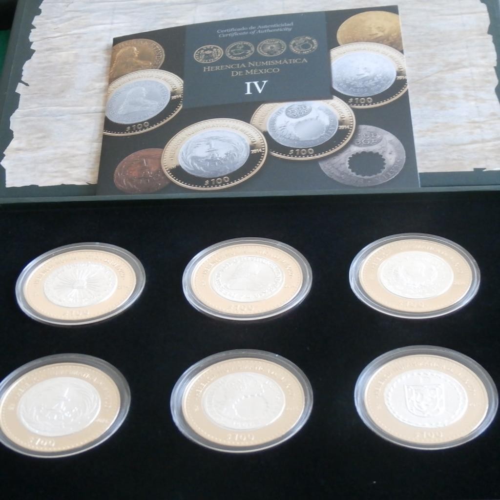 2014 Mexico SERIE IV Silver 6 coins Herencia Numismatic Heritage box & COA