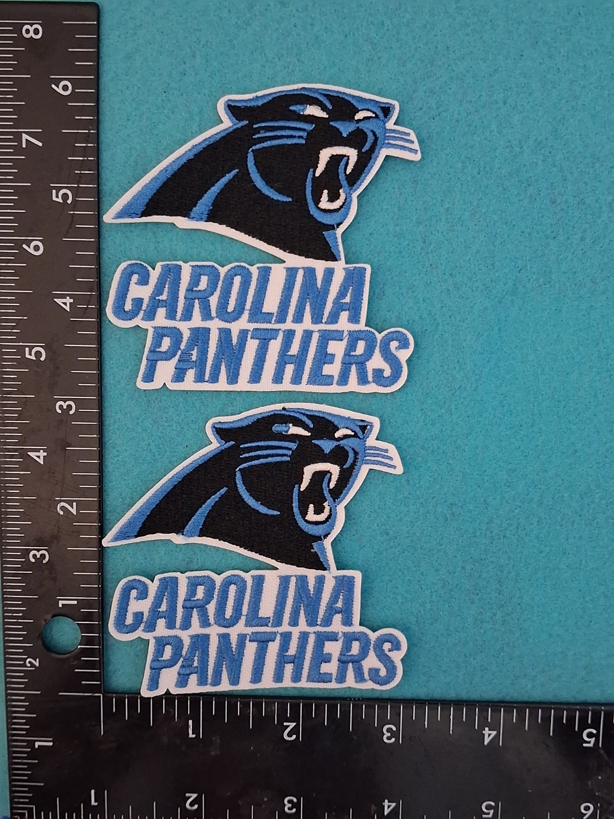 2 Qty CAROLINA PANTHERS IRON ON PATCH