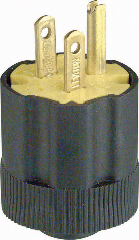 Leviton Commercial and Residential Rubber Grounding Plug 5-15P 18-14 AWG 2 Pole