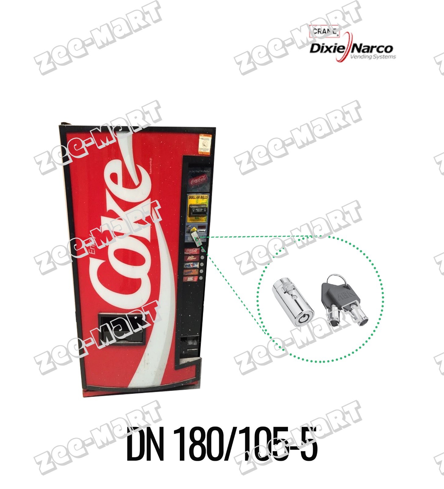 Dixie Narco 108/105-5 (DN 180/105-5) Vending Machine Lock