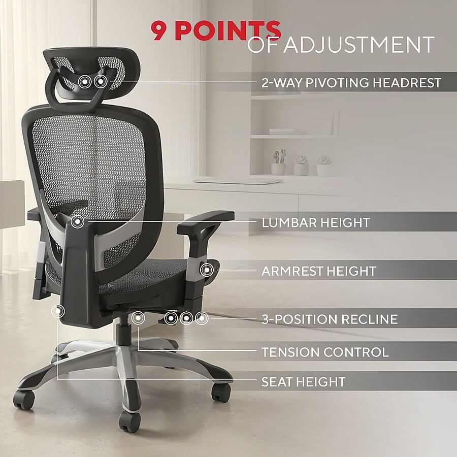 Staples Hyken Ergonomic Mesh Swivel Task Chair,...