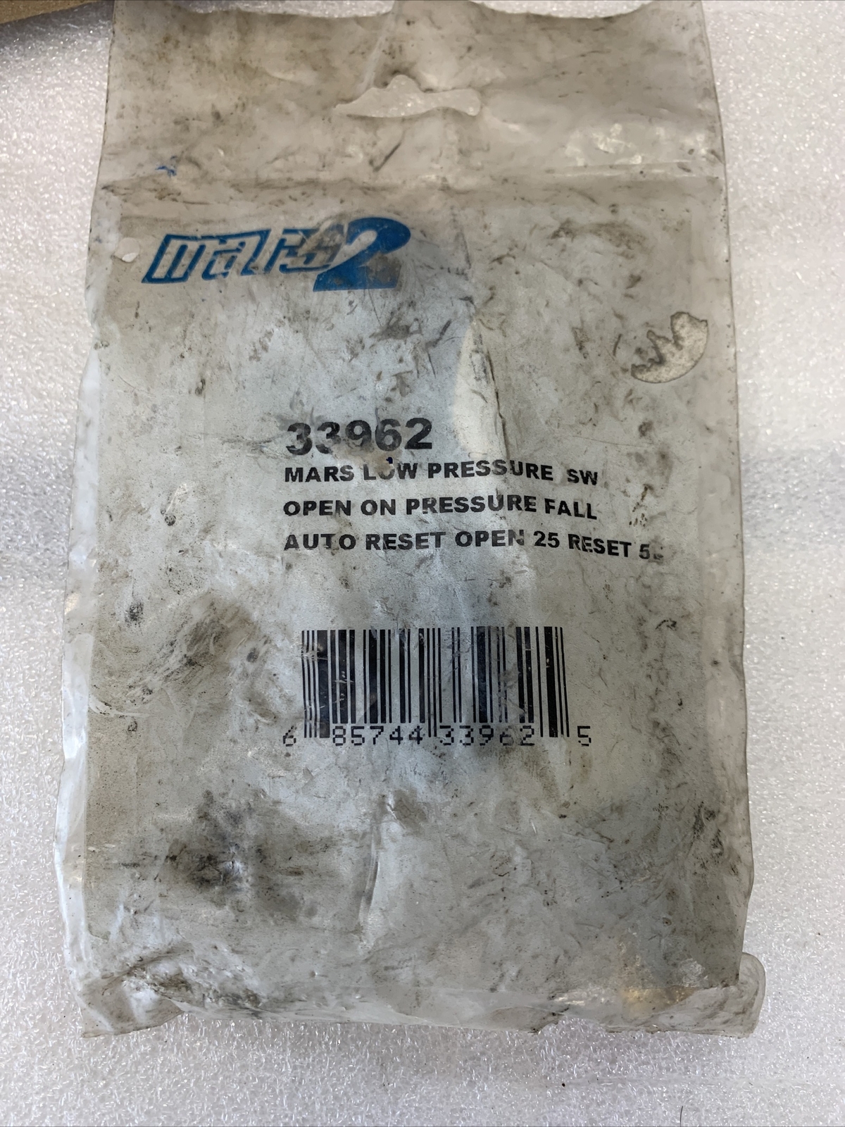 Mars 2 Low Pressure Switch 33962 New, Open 25 reset 50, 25/50