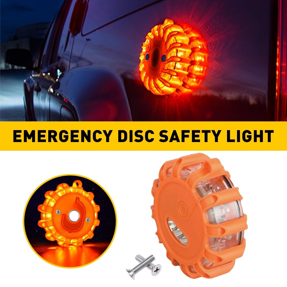 LED Road Flares  Safety Disc Light Flashing Roadside Beacon Warning
