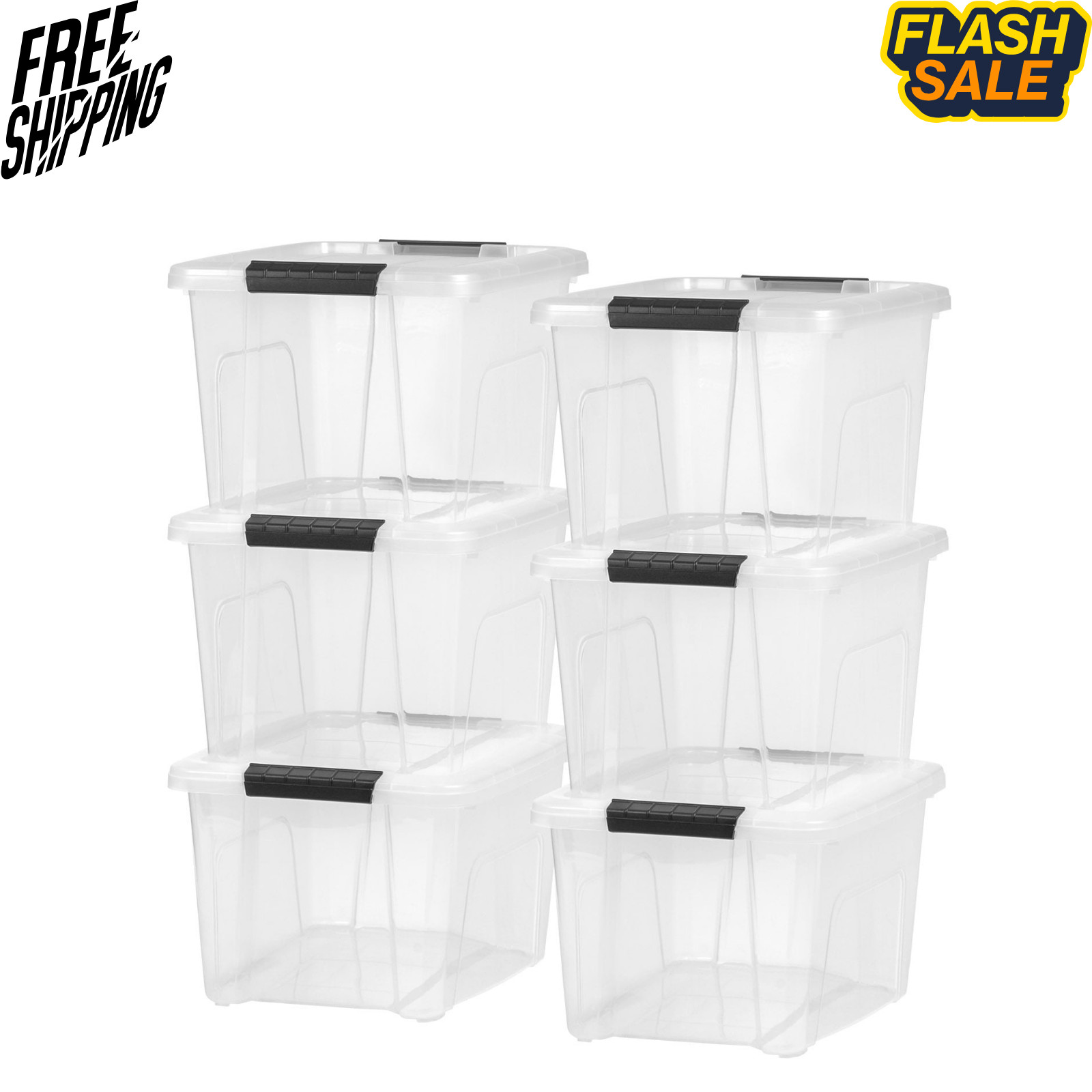 IRIS 20 Qt Storage Bins with Lids Stackable Plastic Containers 6 Pack