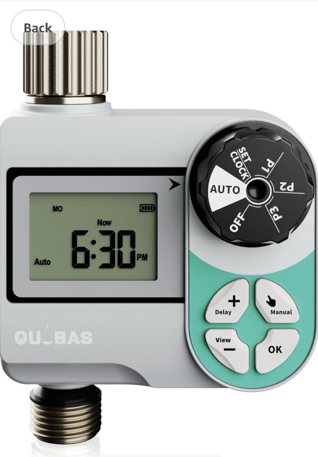 QUOBAS Weekly Plan 2 Zone Sprinkler Timer with Metal Inlet & Outlet, Water Timer