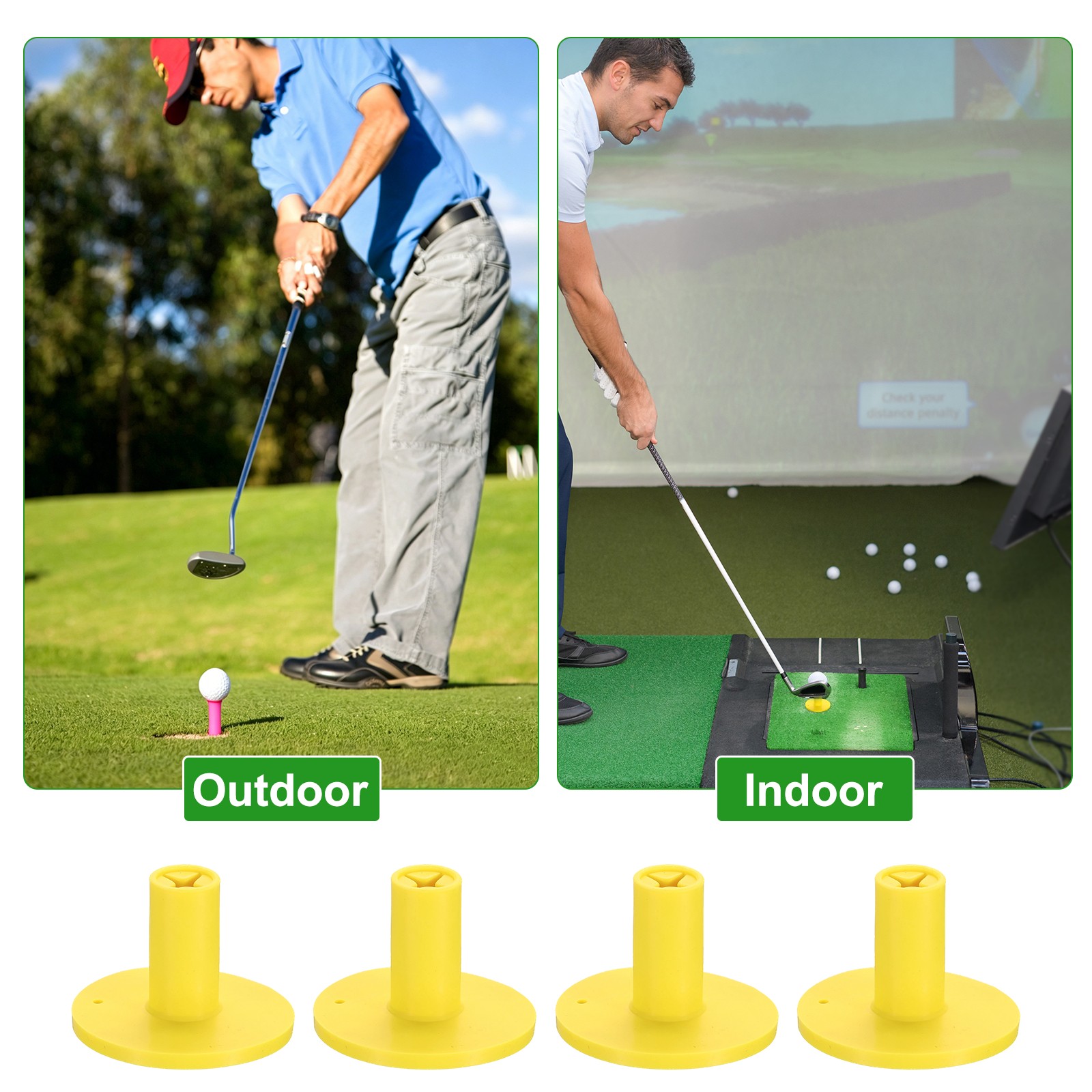 Rubber Golf Tee, 1.5Inch Golf Practice Tees Training Driving Range, Yellow