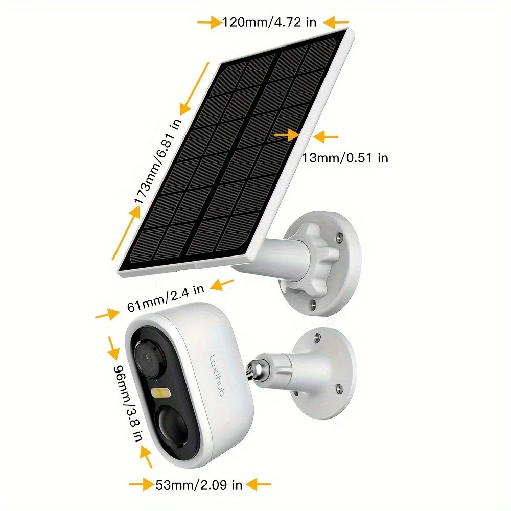 Solar Powered Outdoor Wireless Security Camera, 2K 3MP Video Resolution, Battery