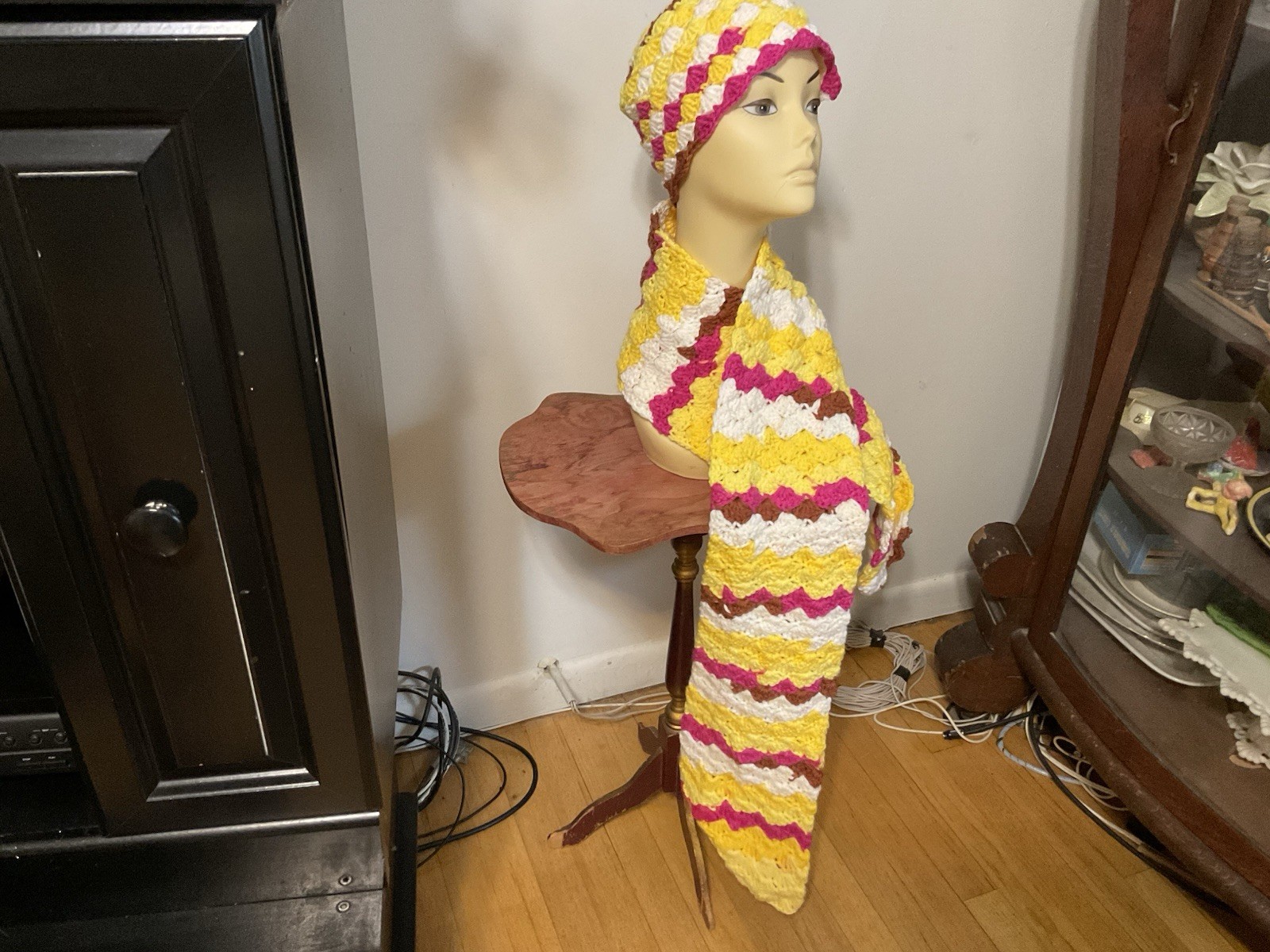 Adult Yellow Hand Crochet Scarf And Hat Set