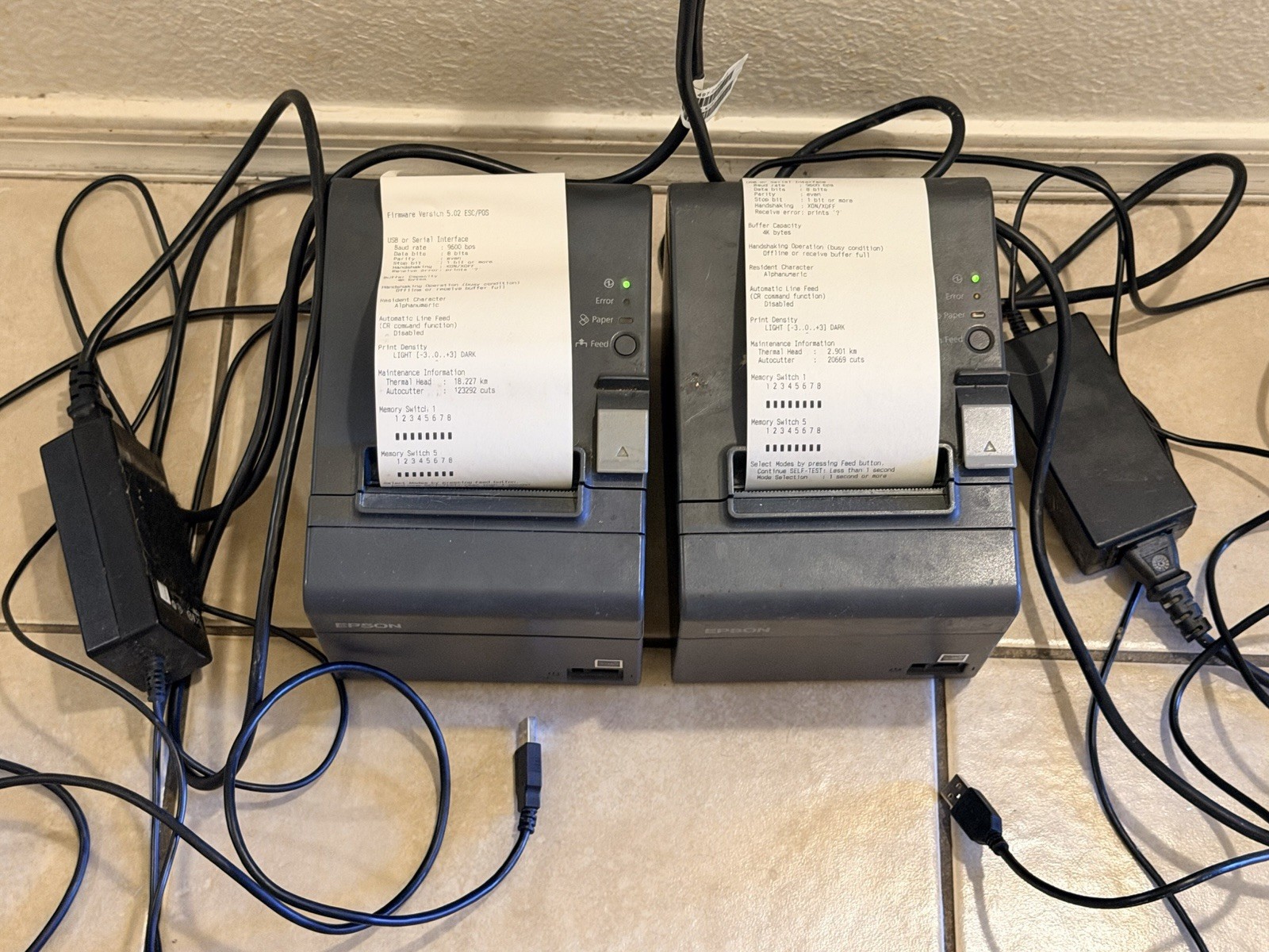 (2) Epson TM-T20ii-m USB POS Thermal Receipt Printer M267D