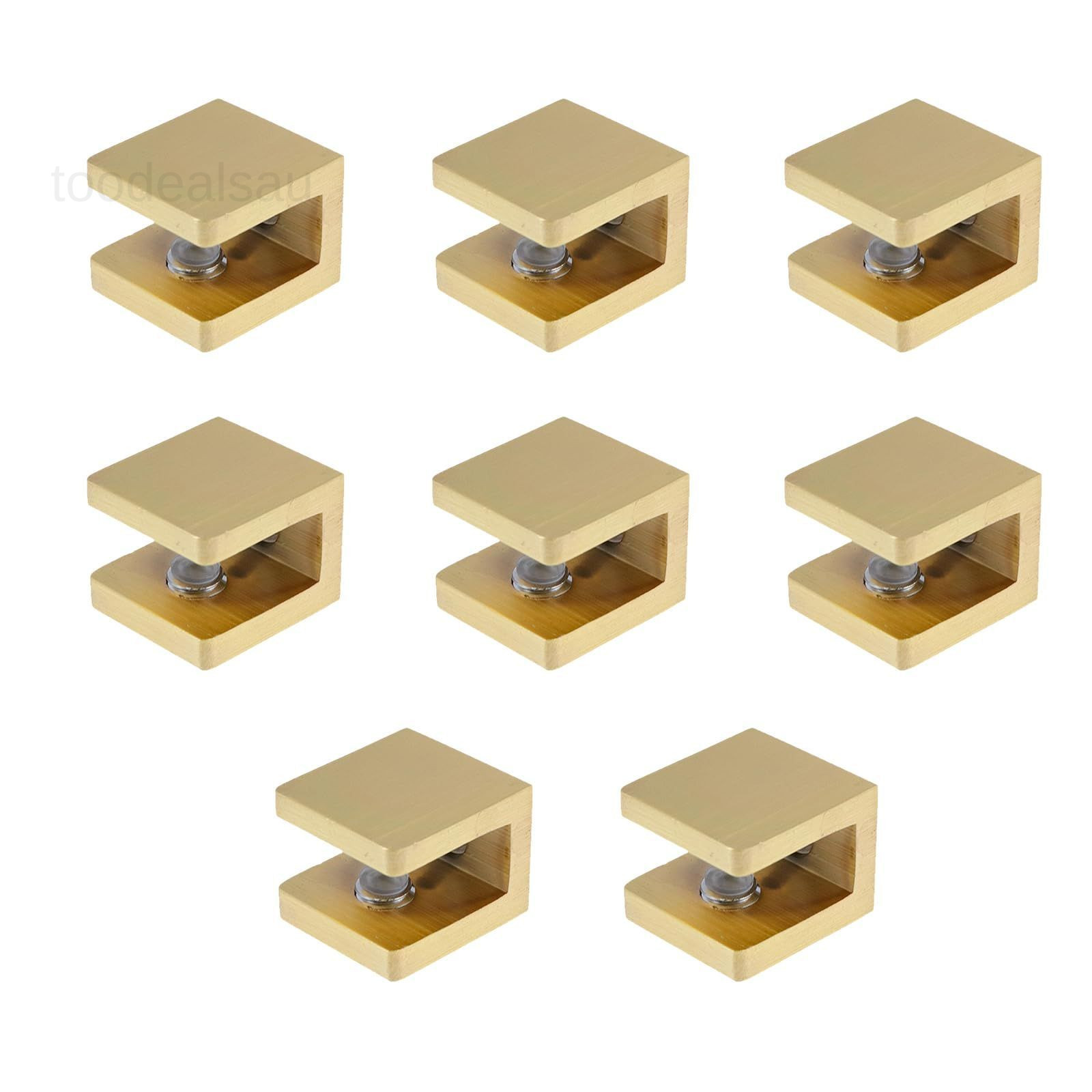 8pcs Brass Glass Clamp Shelf Clips U 0.9×0.9×0.7in, Brushed Gold