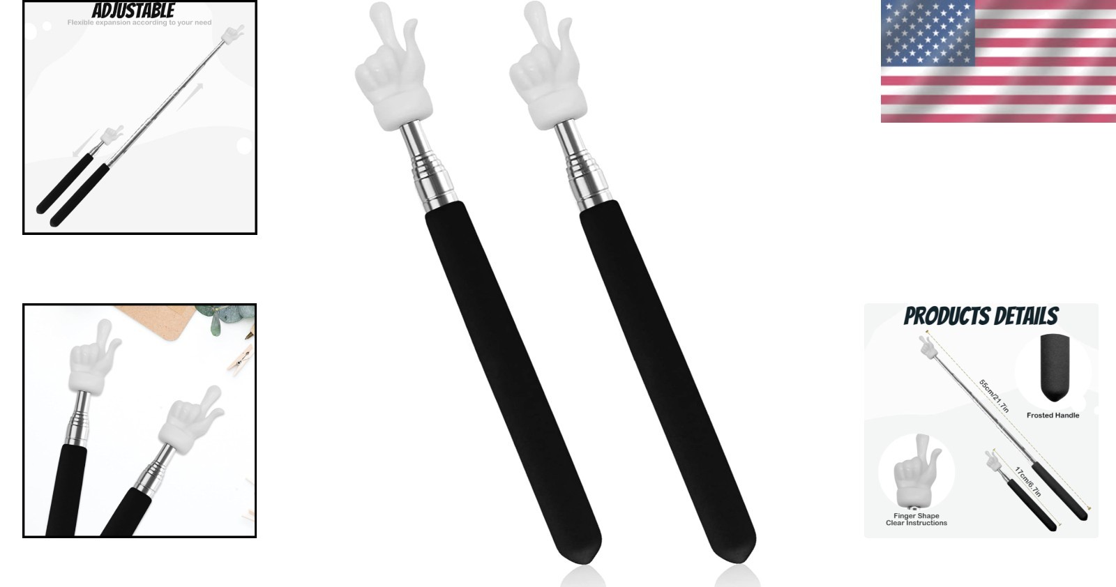 Fun Finger-Shaped Teacher Pointer Set - Adjustable & Portable Classroom Tools