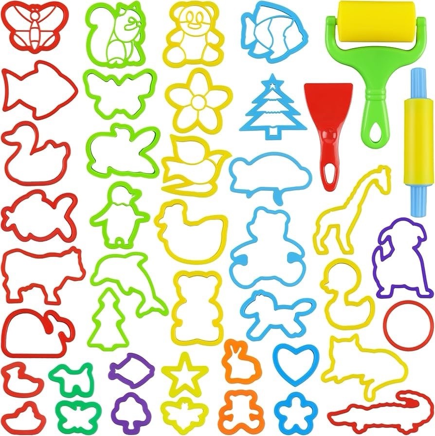 Dough Tools with 40 pcs Plastic Dough Cutters Animal Shapes