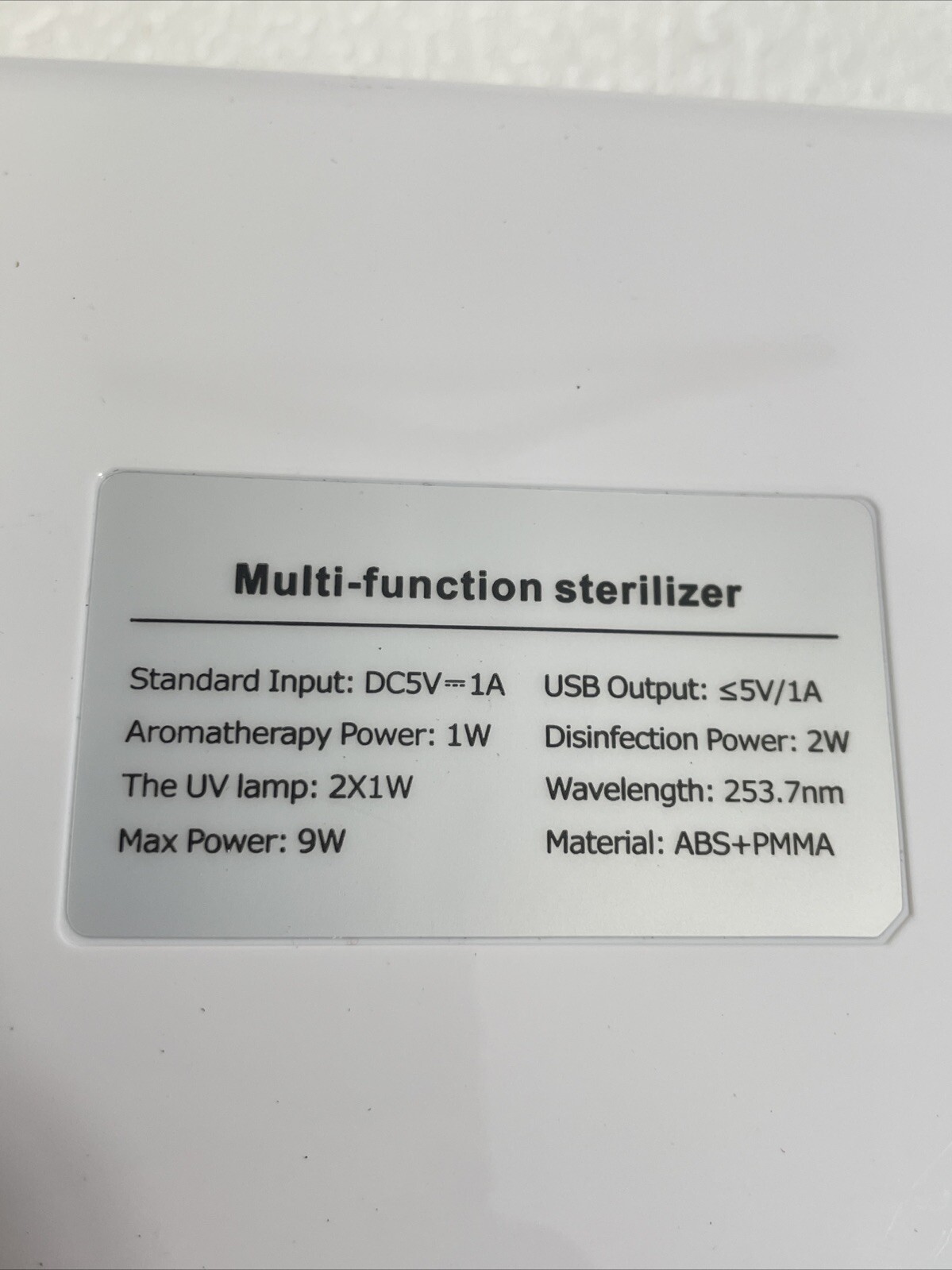 Multi Function Sterilizer Aromatherapy VV Lamp New Open Box