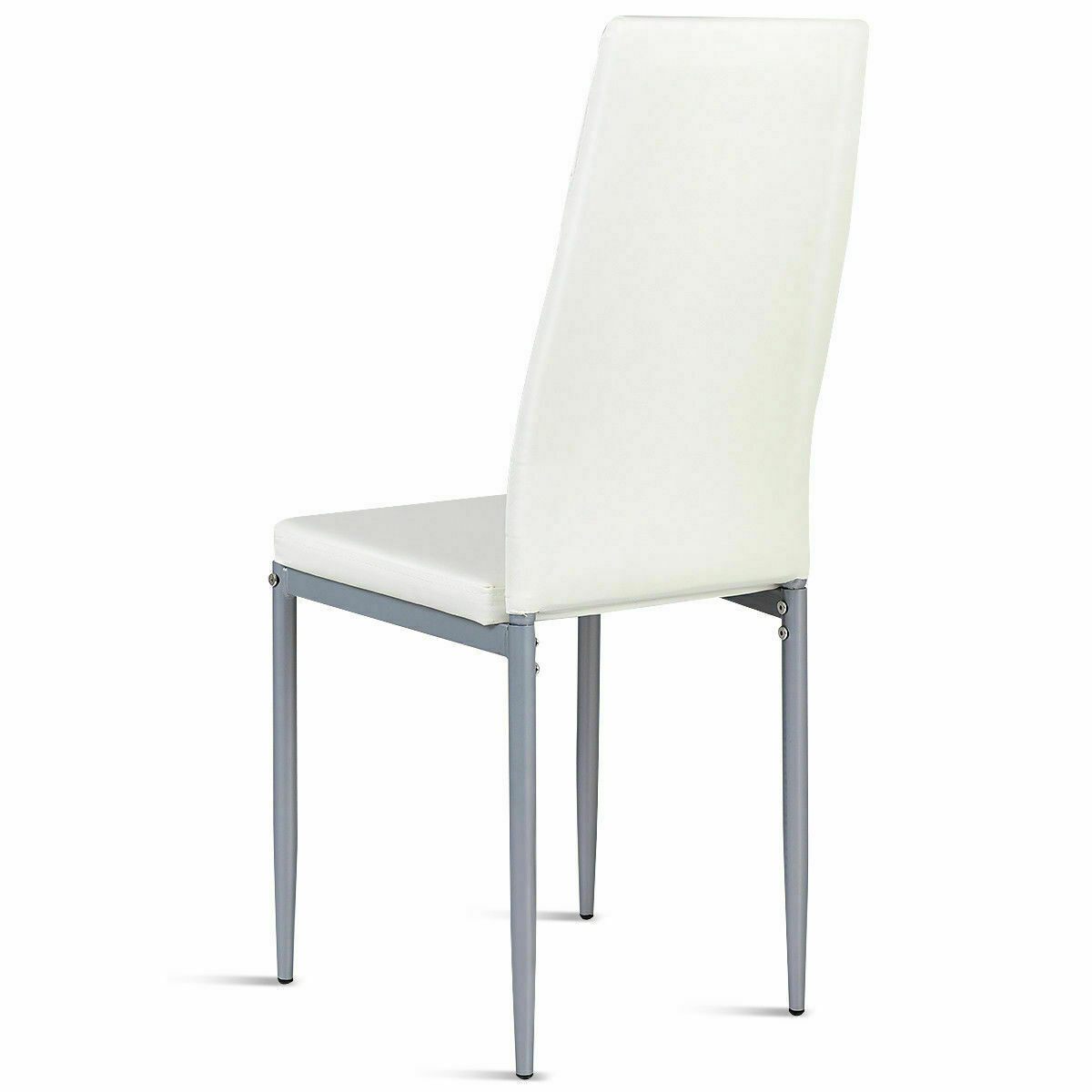 Set of 4 Dining Room Chairs Kitchen Chairs PU Leather Breakfast Furniture White