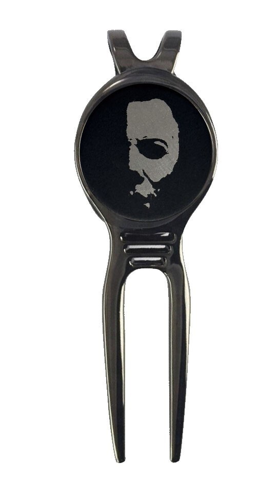 Halloween Michael Myers Horror Golf Ball Marker +Black Gunmetal Divot Tool Laser