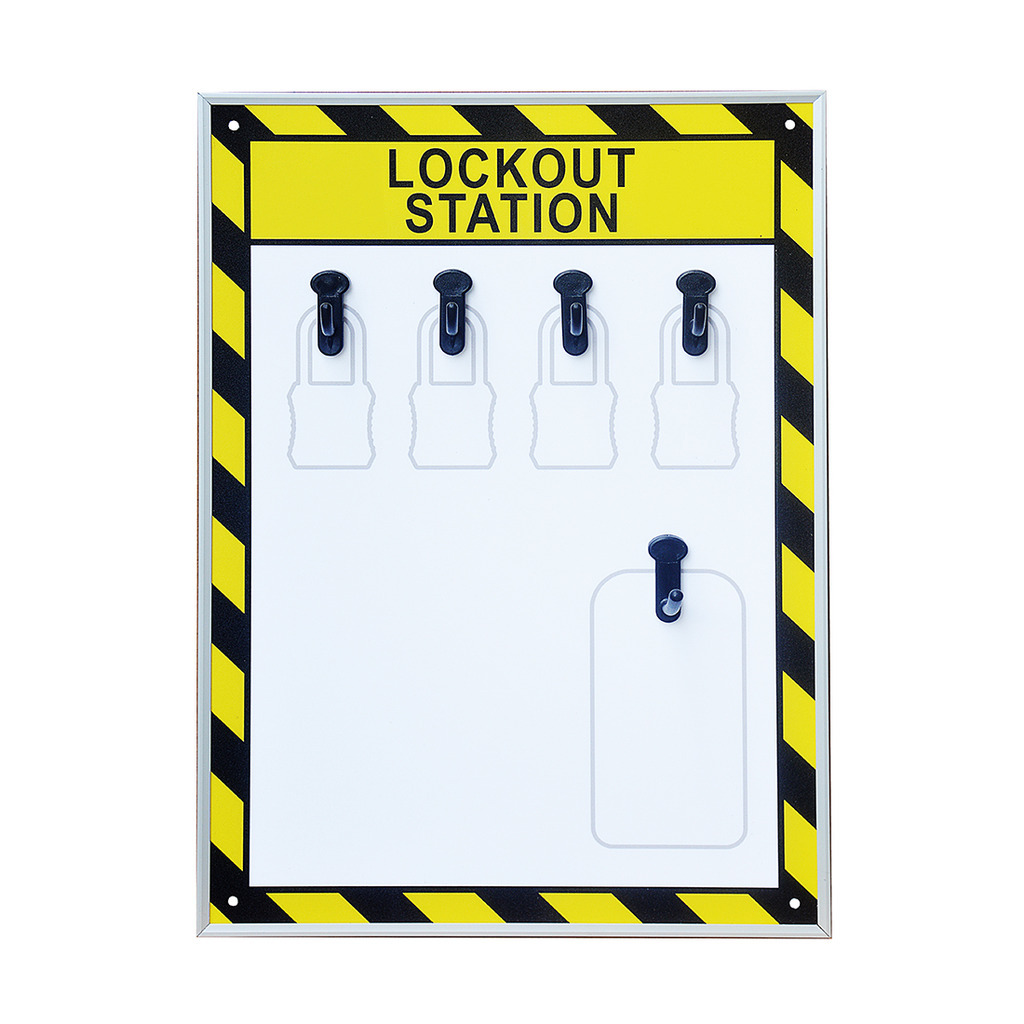 STON 5 Hooks Security Lockout Station for Safety Padlocks,Unfilled, Station Only
