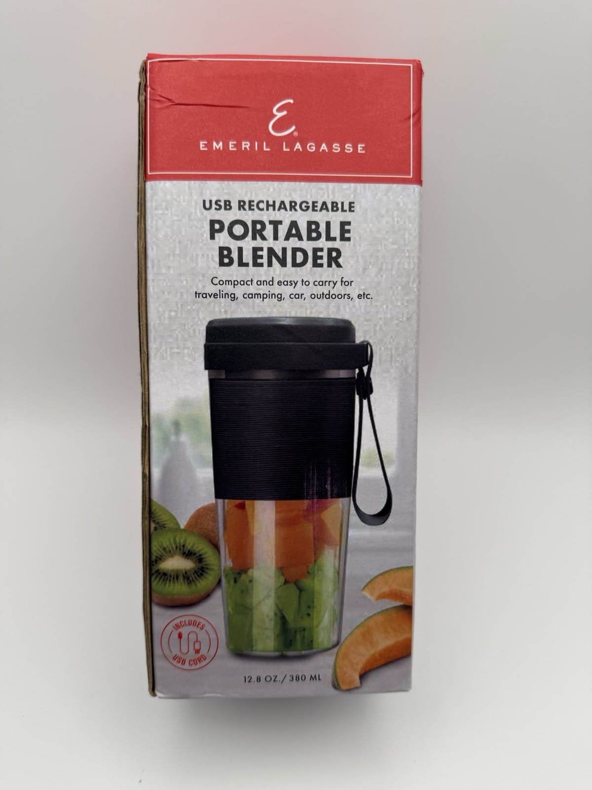 Emeril Lagasse USB Rechargeable Portable Blender Black  12.8oz 6 Blades Tested
