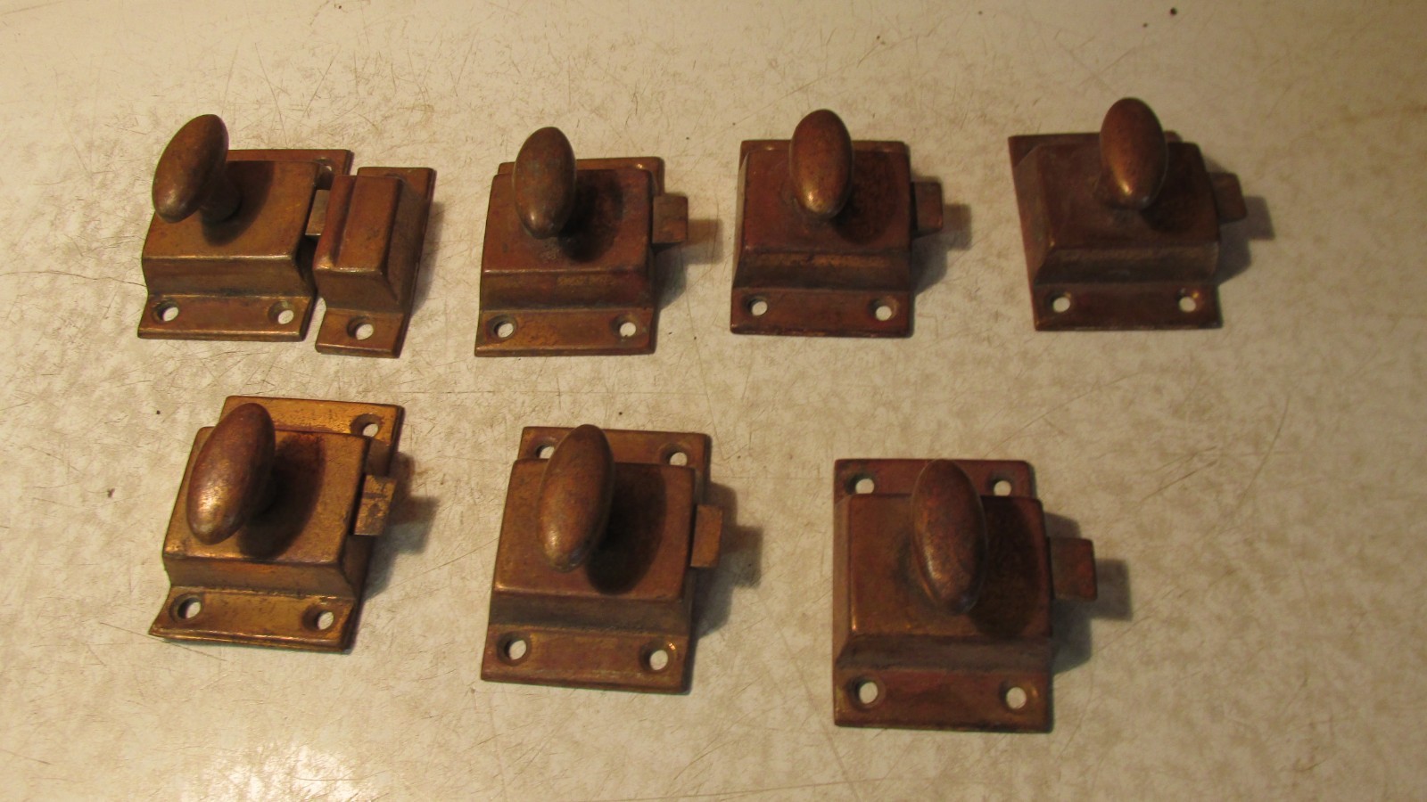 7Antique Brass Cabinet Latches- Parts