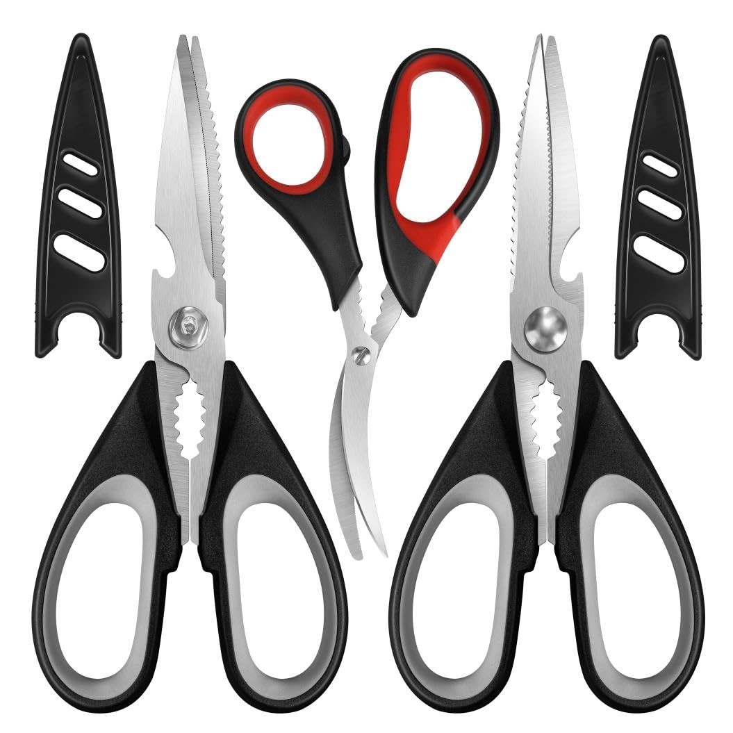 2 Pack Stainless Steel Kitchen Scissors Poultry Shears for Fish Meat Bones