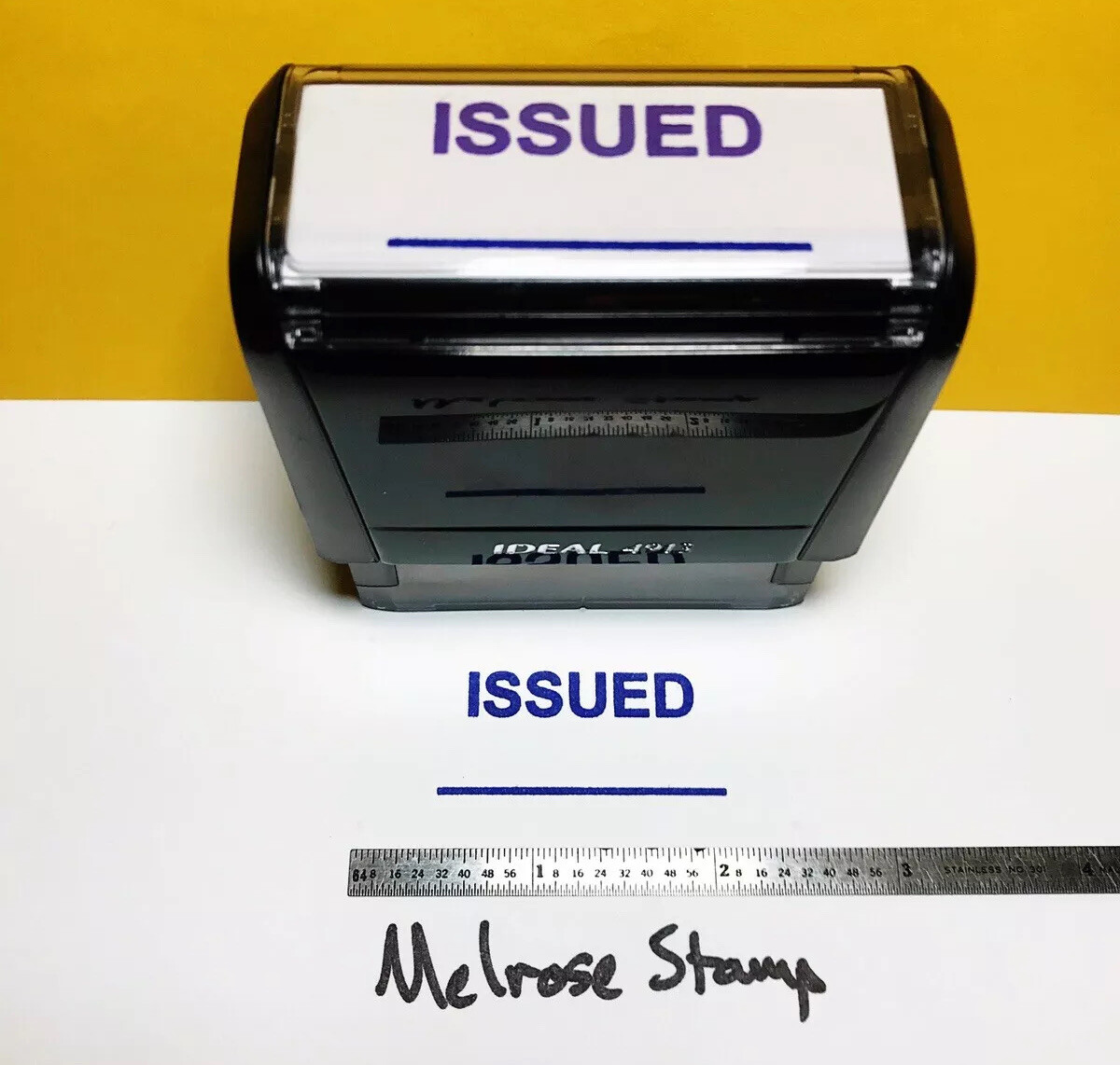 Issued With Line Rubber Stamp Purple Ink Self Inking Ideal 4913