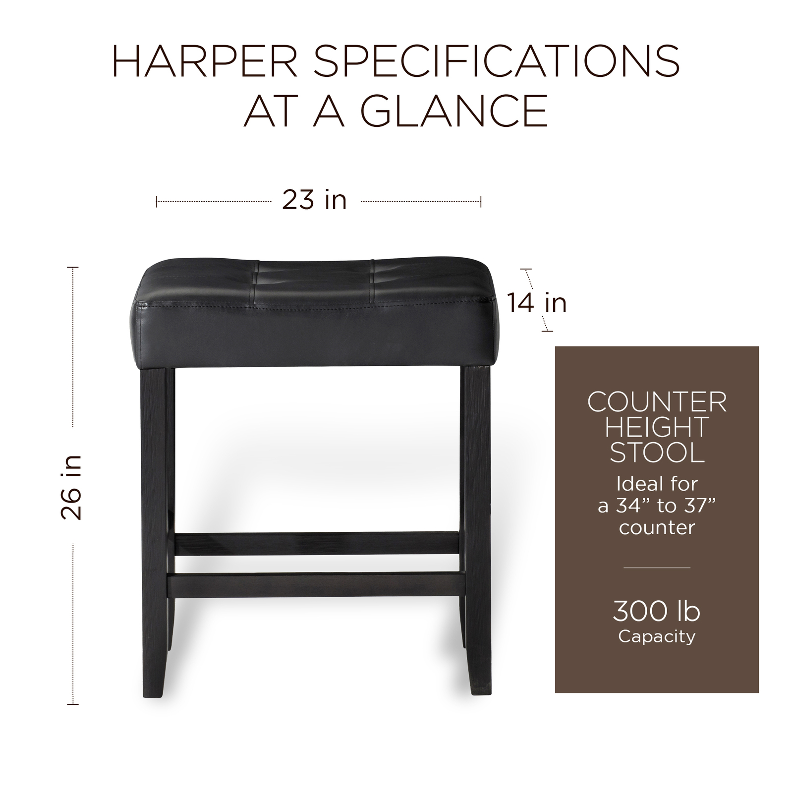Carte: A La Carte Home Harper Counter Stool in Rustic Black Wood Finish Set of 2