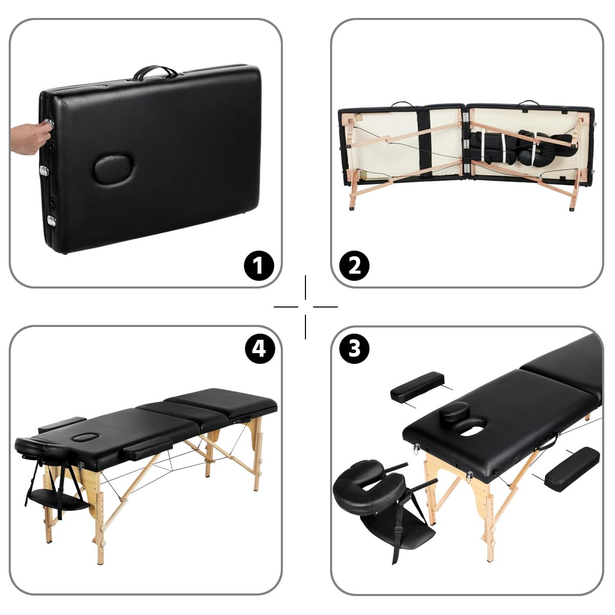 Massage Table Portable Adjustable Massage Bed Foldable Massage Therapy Table 3 F