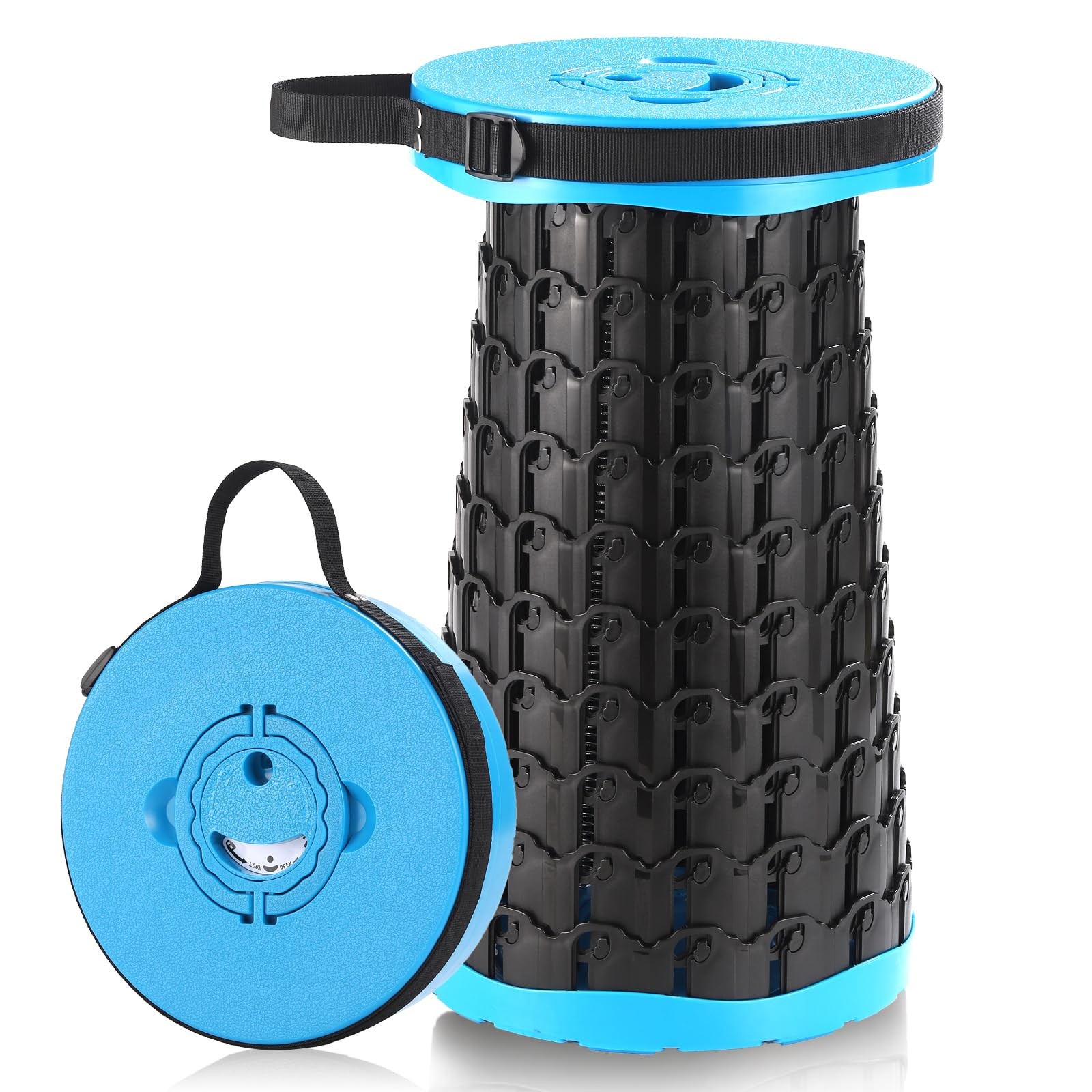 Collapsible Retractable Stool 800LBS Heavy Duty Folding Seat 18 Inch Camping
