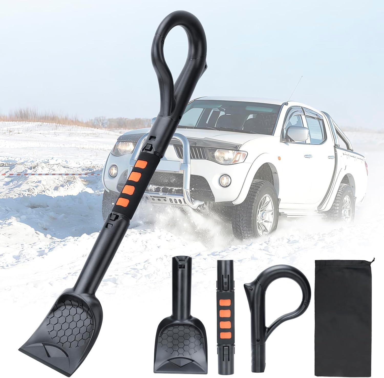 Durable 25.8'' Ice Scraper with Foam Grip & 5.2'' Shovel Head - Car Ready