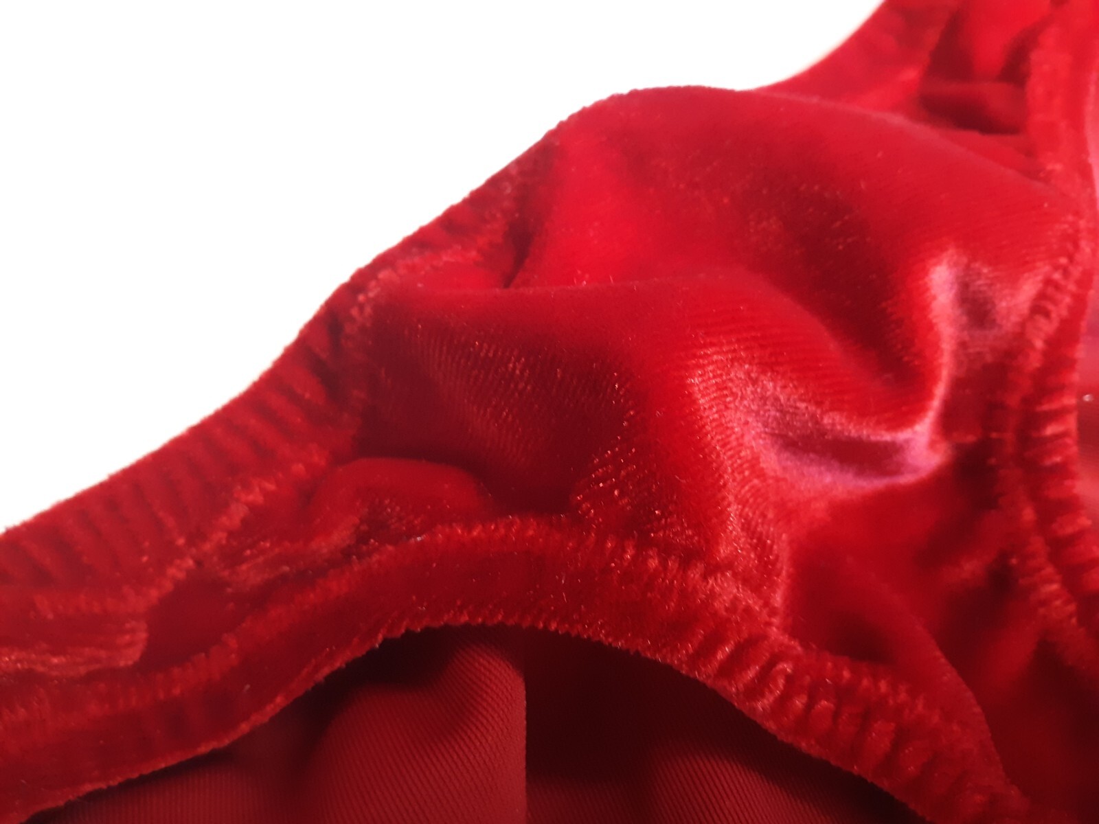 Mens Stretch Poly Velvet NEW  thong red s m l or xl handmade in the USA