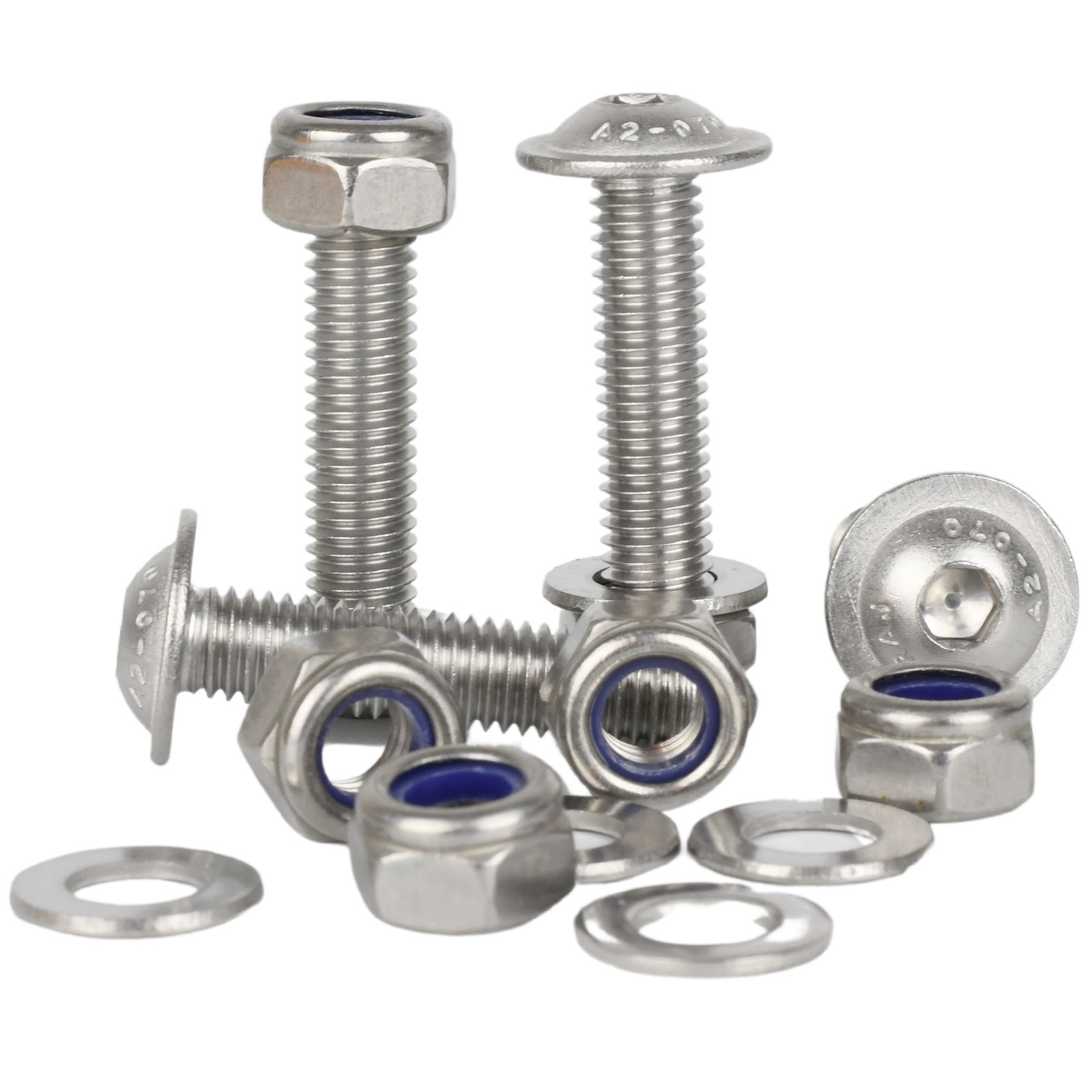 Flanged Button Head Screws M3 M4 M5 M6 M8 & Nyloc Nuts & Washers Stainless Steel