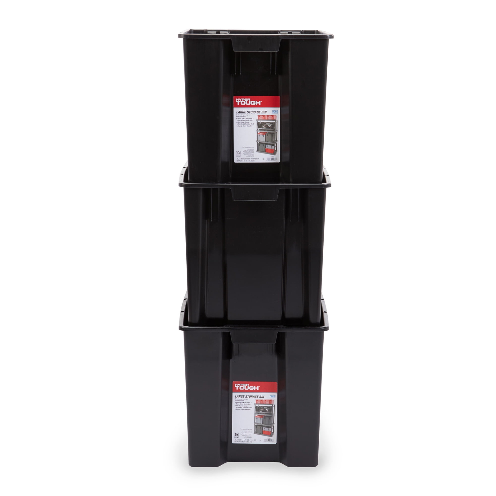 Garage Plastic Storage Bin Large Nesting Stacking, Black