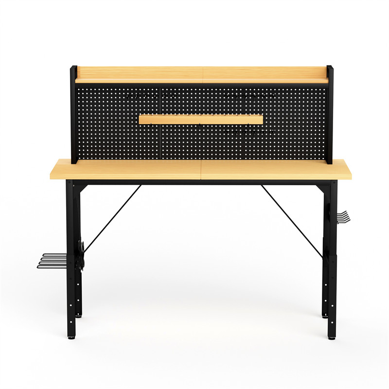 71'' Adjustable Workbench with Wheels Pegboard AC/USB Outlet Hooks Shelf 1600 lb