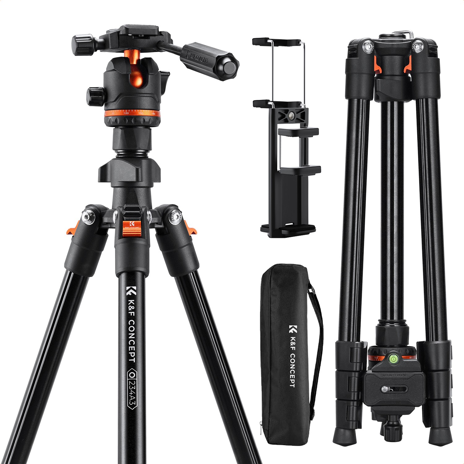 K&F CONCEPT 71" Camera Tripod Monopod Travel DSLR for iPhone DSLR Mirrorless