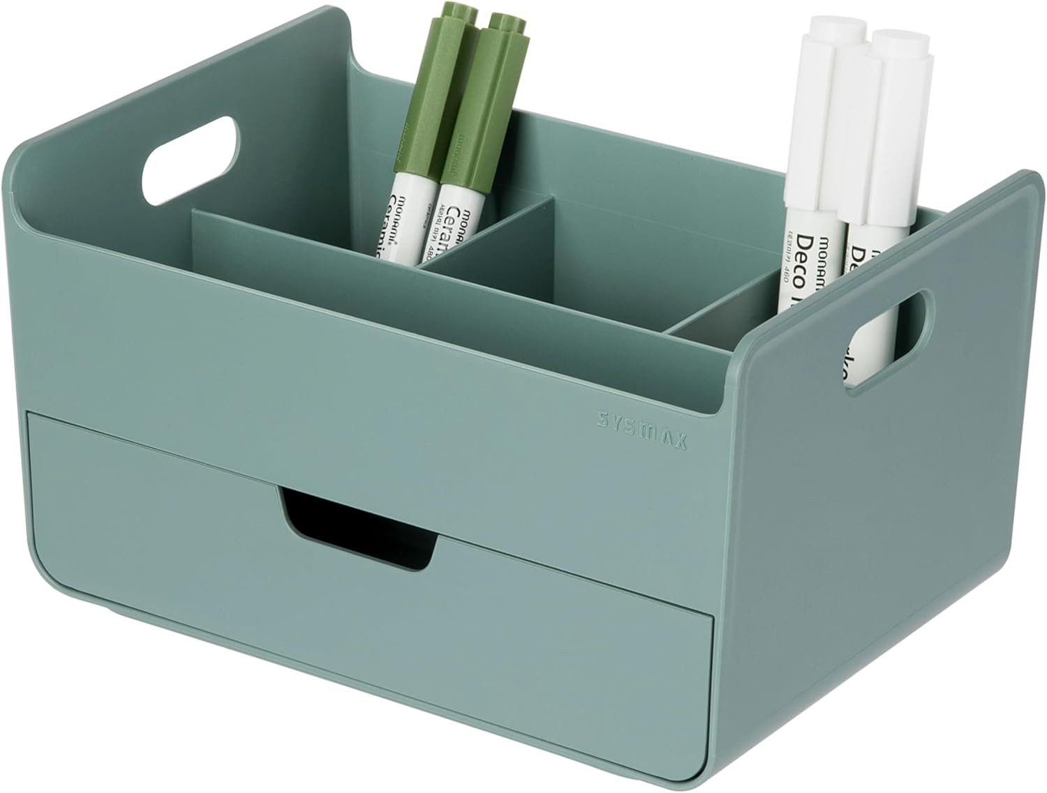 Portable Desk Organizer – Compact 3 Compartment, Half-Drawer Storage – Pen Holde