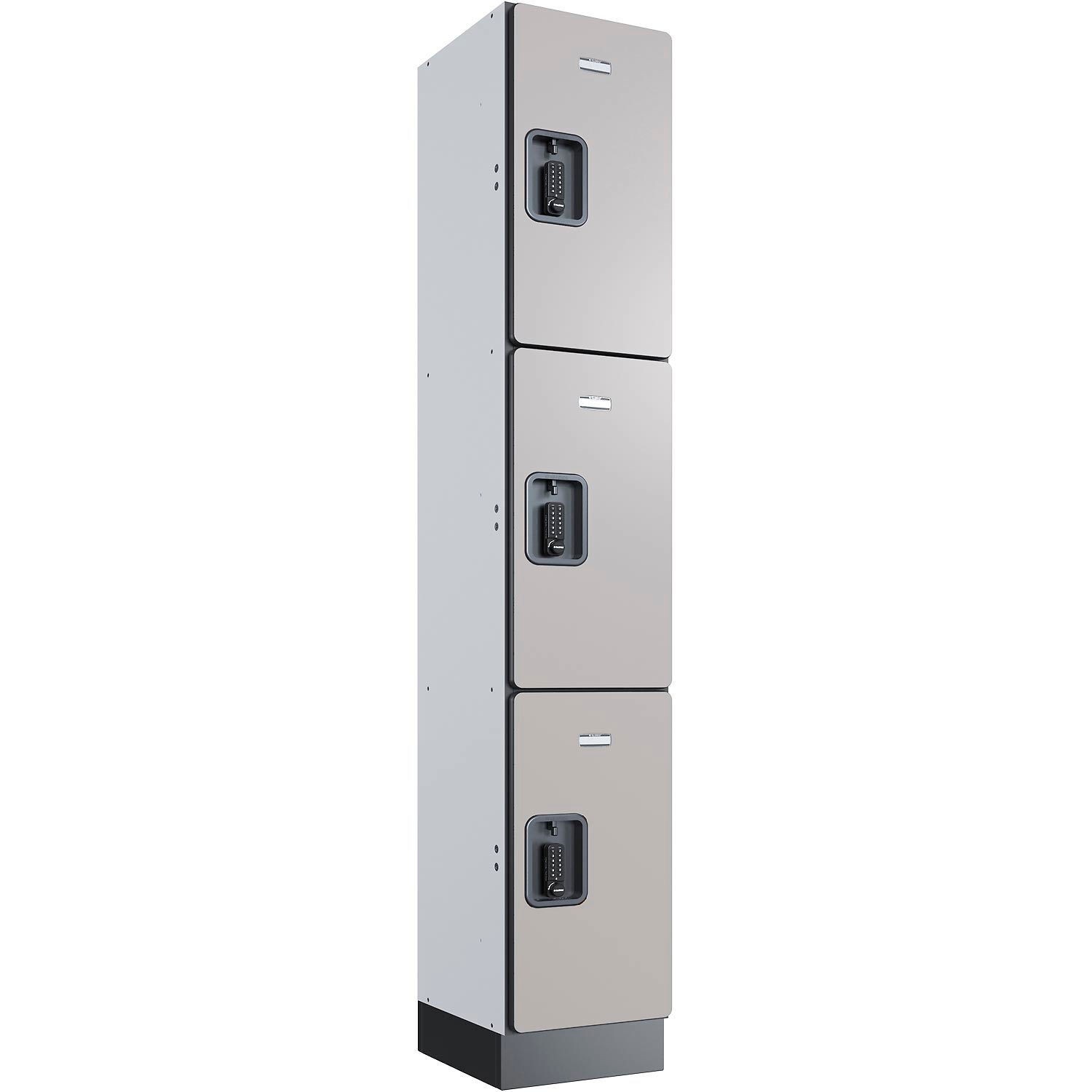 Global Industrial 3-Tier 3 Door Digital Wood Locker 12"W x 15"D x 72"H Gray