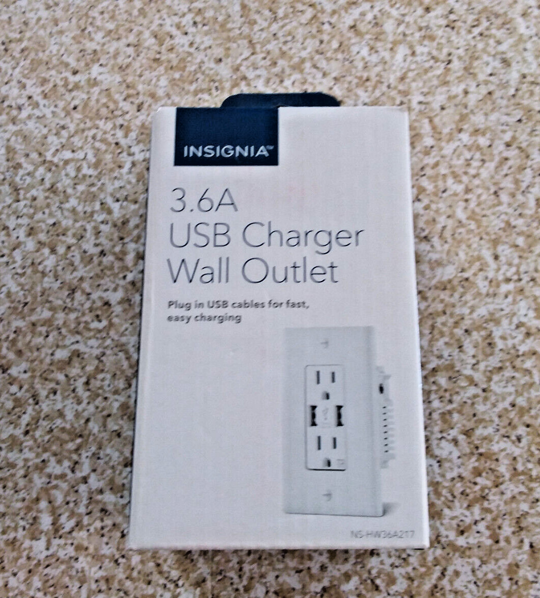 1x 3.6A USB Charger Wall Outlet - White Insignia NS-HW36A217