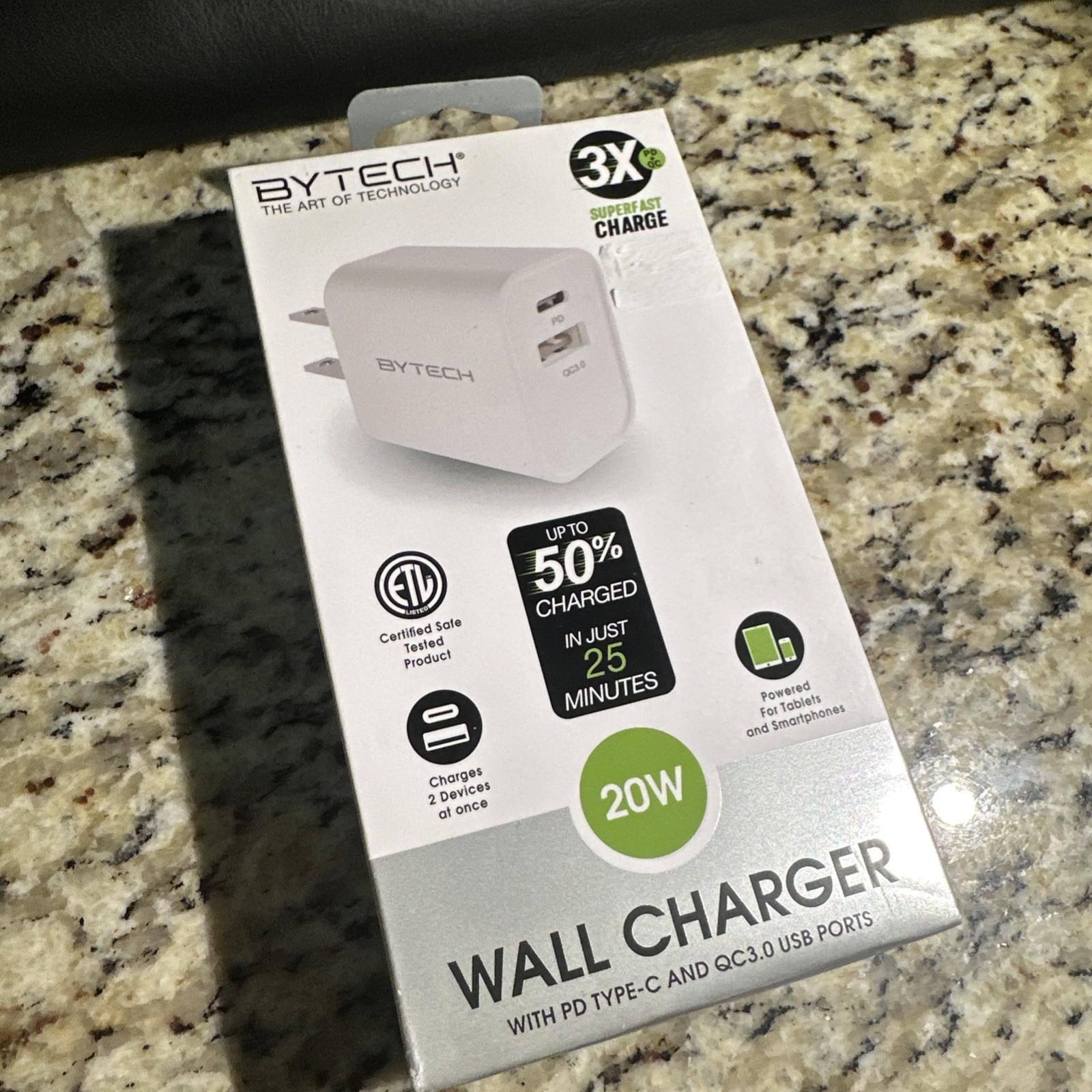 ByTech3x PD+QC BY-PD-W3-108-WT Type-C PD Wall Charger