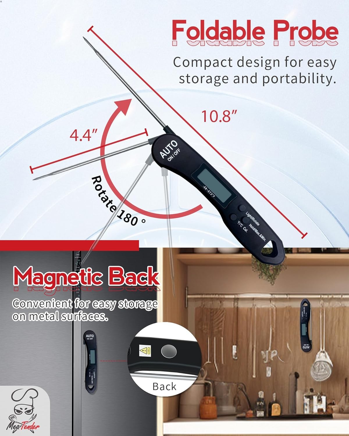 Digital Meat Thermometer Instant Read with Backlight for Cooking and Grilling