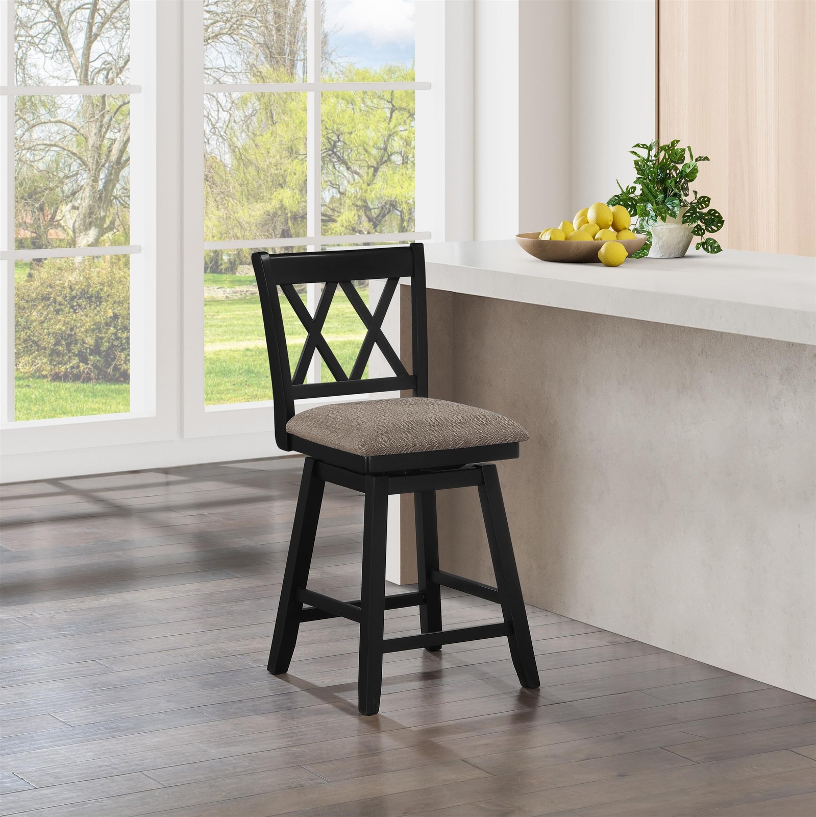 24" Brookline Swivel Counter Stool in Black