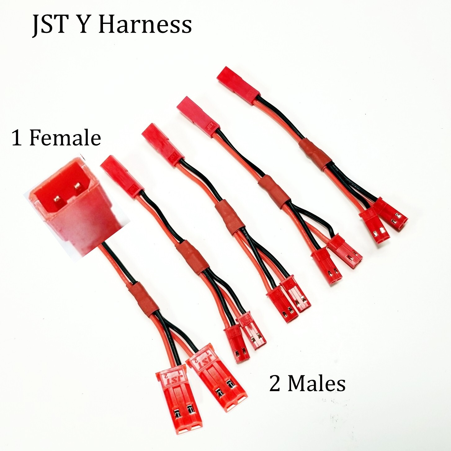RCP-JRJST JST Connector Y Harness 2 Male to 1 Female 5 pcs 1F 2M 22awg