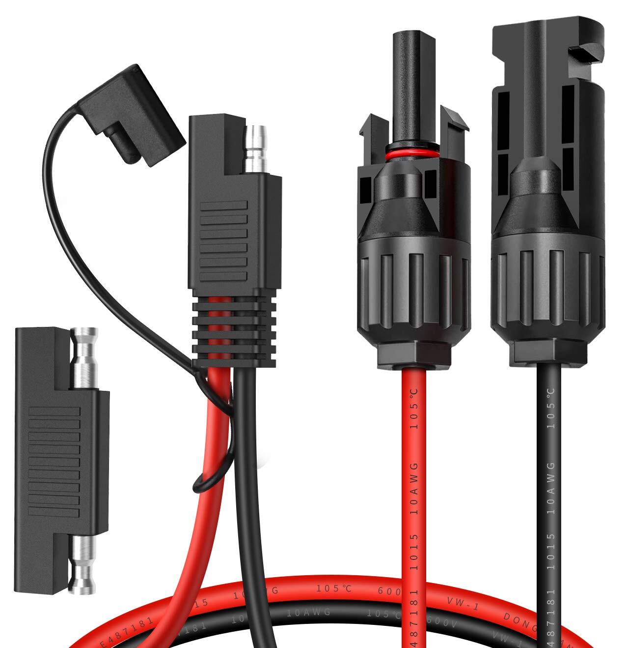 2x Solar Panel Extension Cable 2FT 10AWG, SAE to SAE Polarity Reverse Adapter