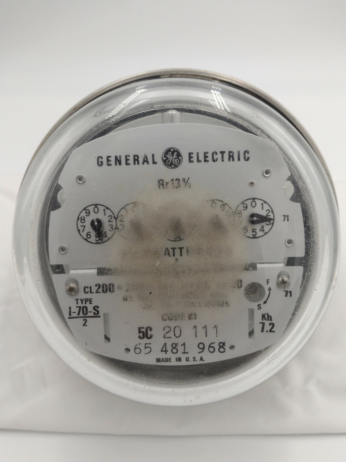 GENERAL ELECTRIC KILOWATTHOURS TYPE 1-70-S 720 X 70G465