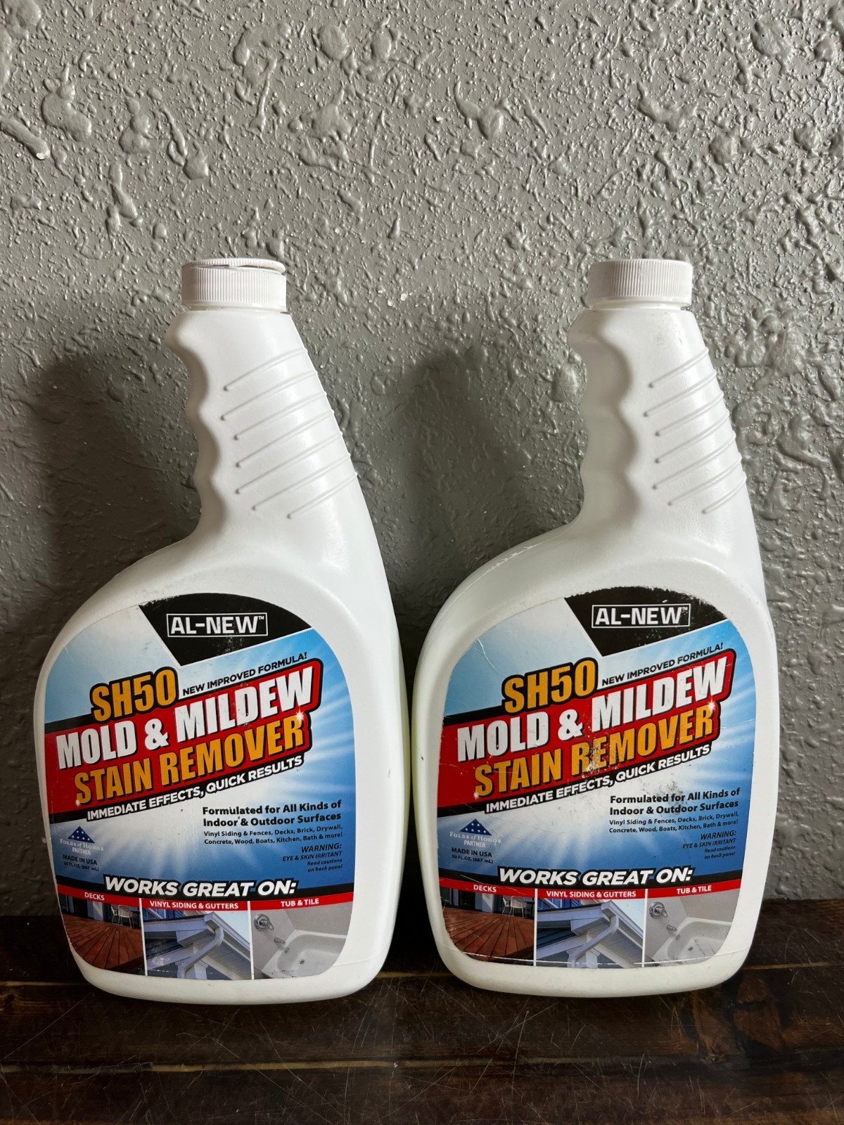 2 Pack AL-NEW SH50 Mold Mildew Stain Remover 30fl Oz Indoor Outdoor Cleaner