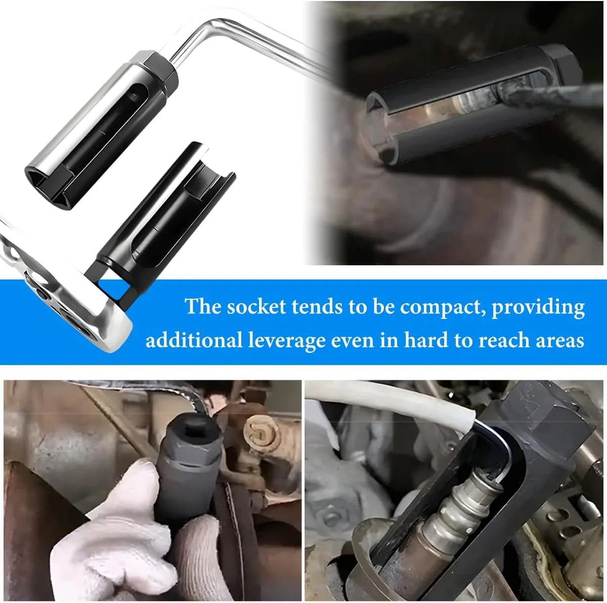 Oxygen Sensor Socket, Chromed-Vanadium Steel Oxygen Sensor Wrench Removal Tool w