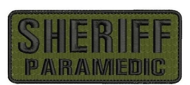 SHERIFF Paramedic embroidery patch 2x5 hook OD green