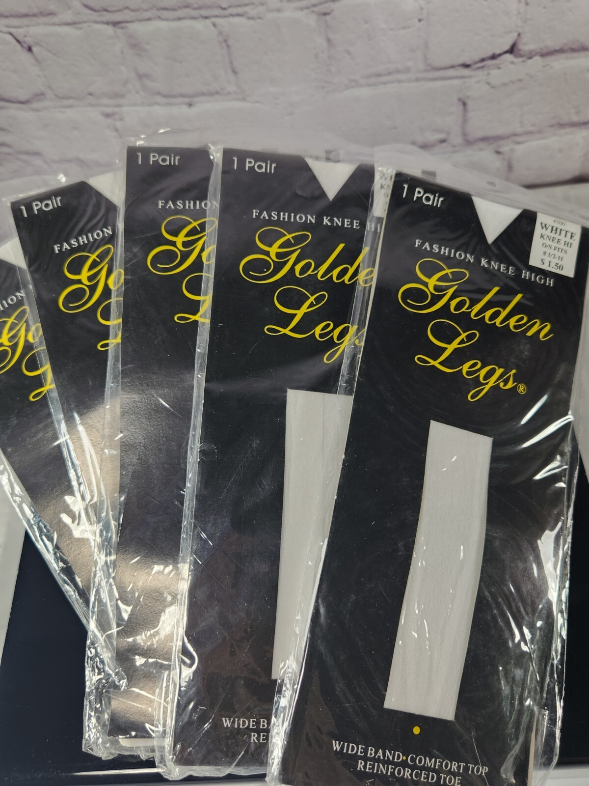NEW Vintage Lot of 5 Golden Legs Fashion Knee High White 100% Nylon New York, NY