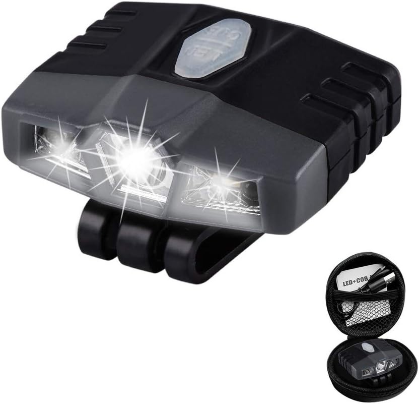 Ultra Bright Mini Hands Free LED Clip on - Rechargeable Waterproof Hat Light Fl
