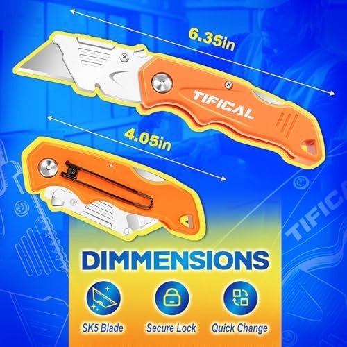 Folding Utility Knife Set, Quick Change Folding Box Cutter with Clip, Extra 10 S