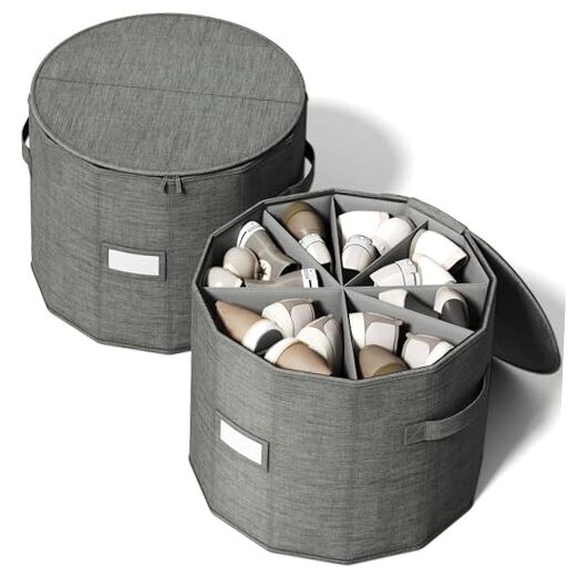 Shoe Organizer for Closet - Cylindrical Shoe Storage Gray Large - 2 Pack