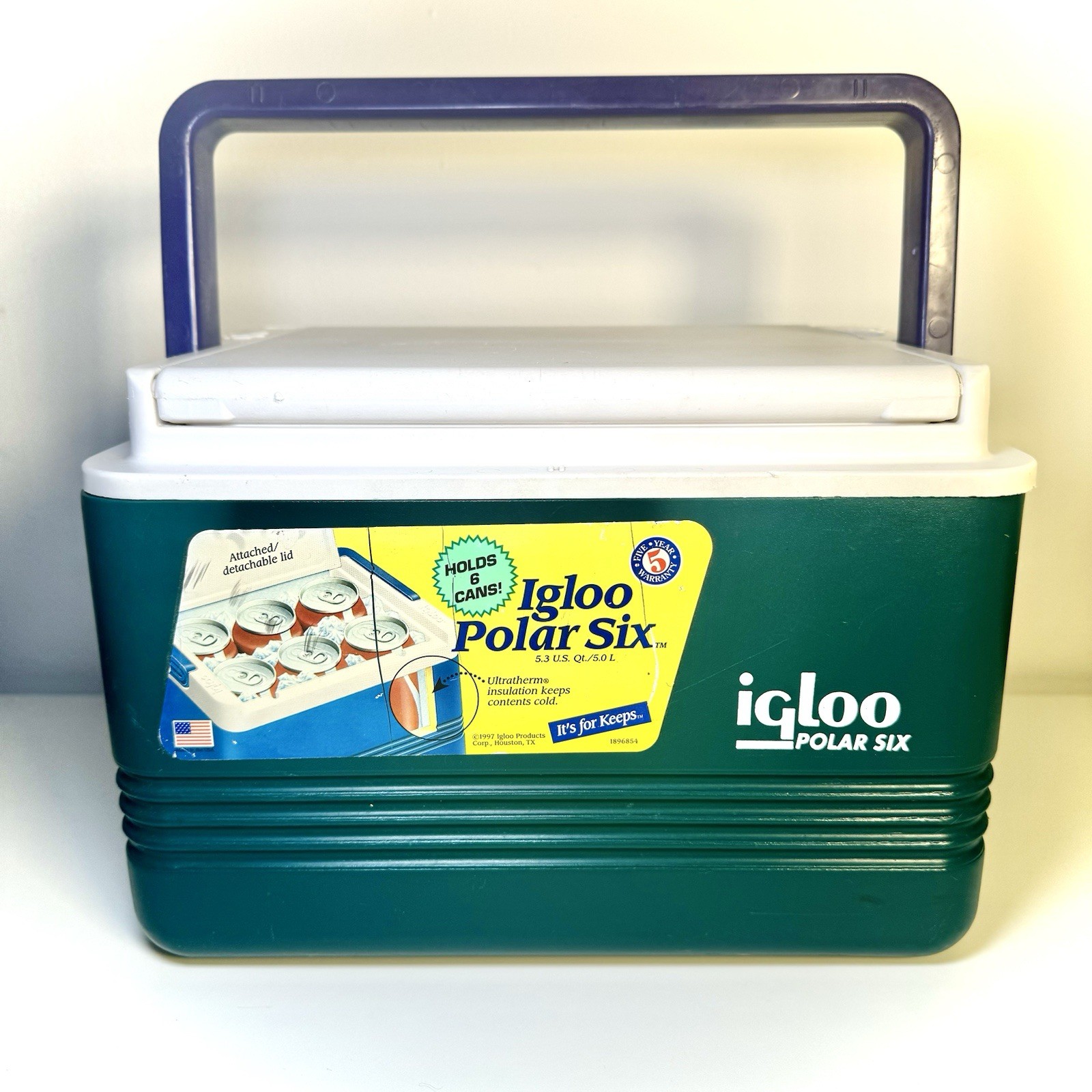Igloo 1997 Vintage Polar Six Cooler Lunch Box Forest Green Made In USA  90’s